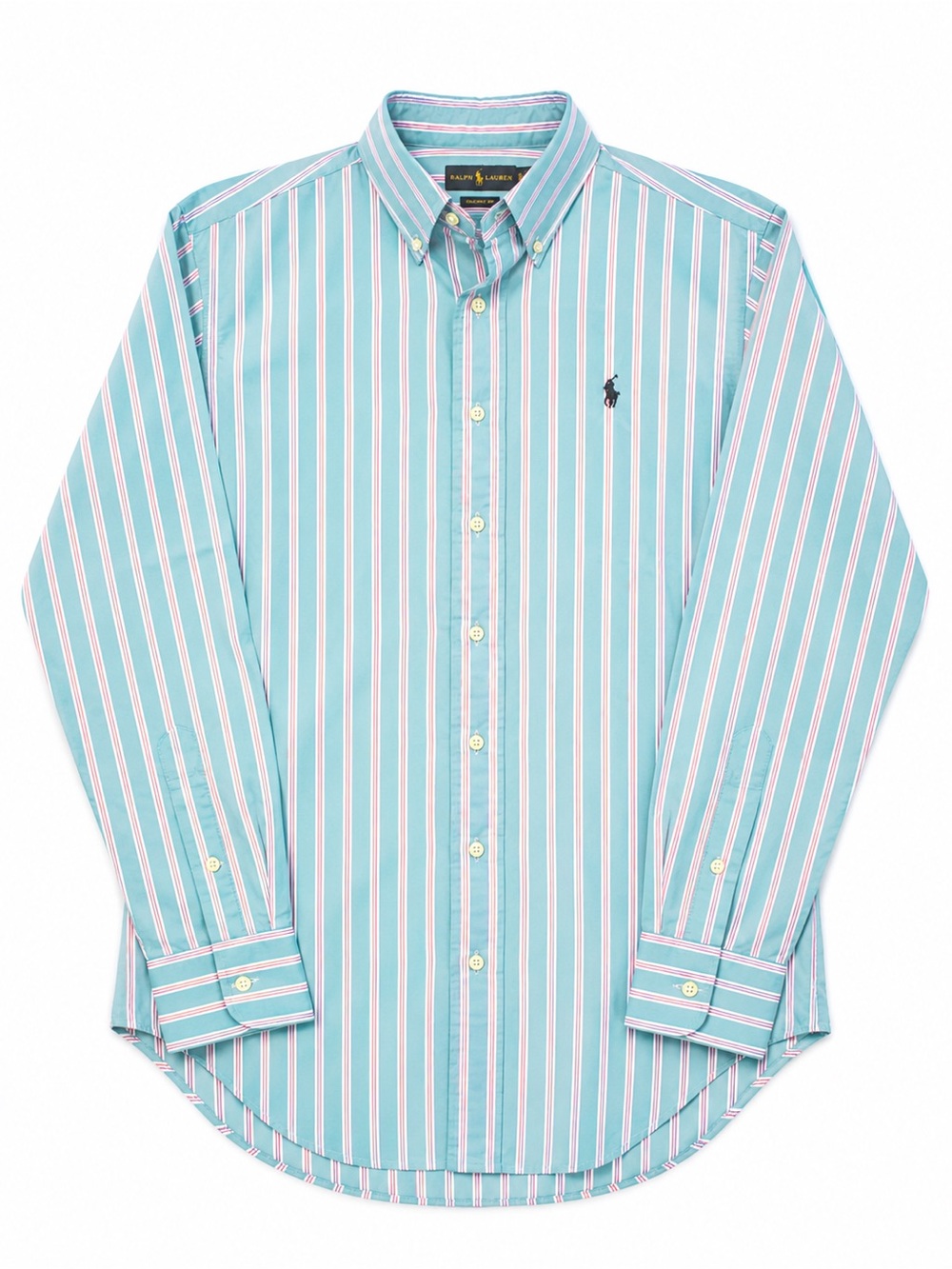 Ralph Lauren Teal and Pink Stripe Button-Down Shirt